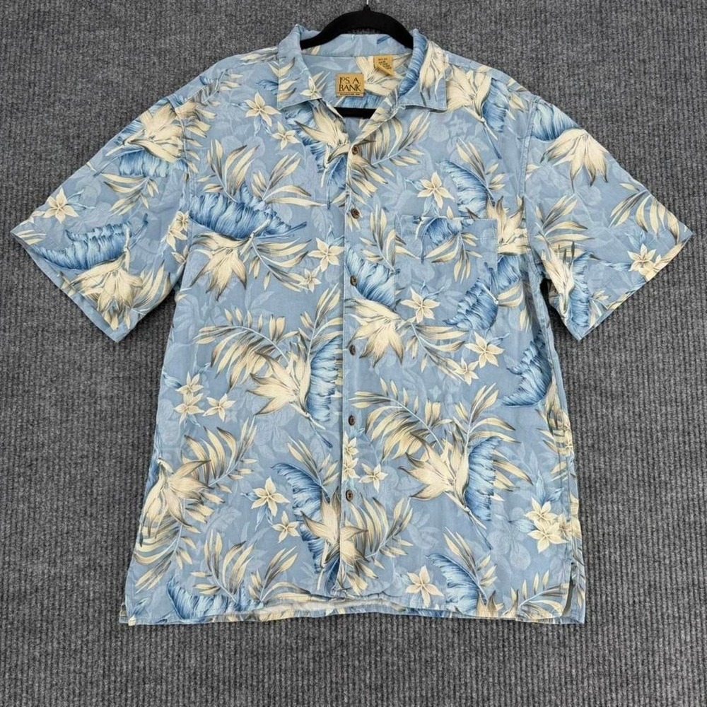 Jos.‎ A. Bank camp shirt men's M Hawaiian silk tropical floral beach resort
